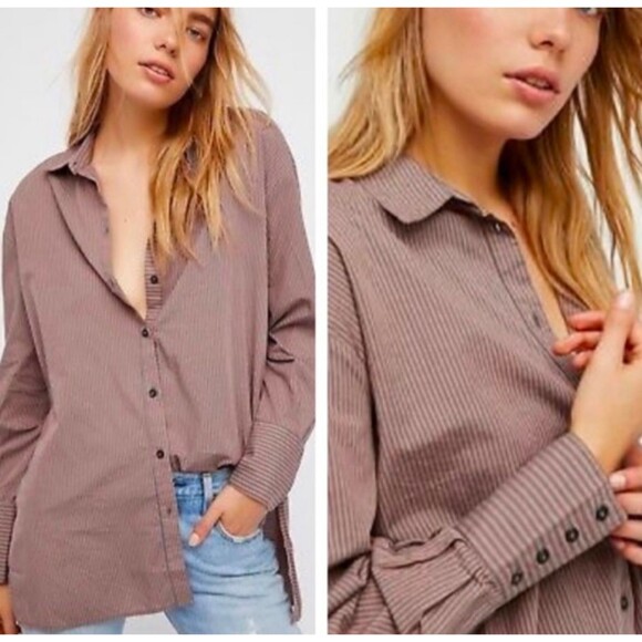 Free People Lakehouse Oversized Button Down Shirt Size Small - Picture 3 of 4